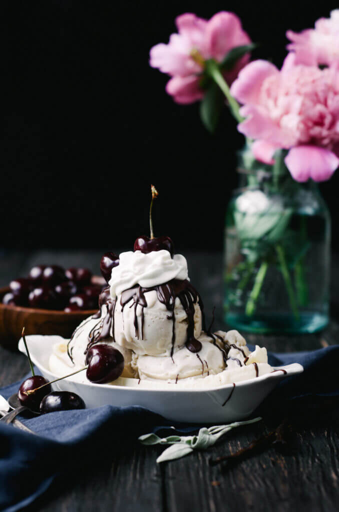 Nothing says summer like this rich and creamy Banana Split. This smooth and decadent frozen dessert is dairy free, paleo, and has a vegan option as well.