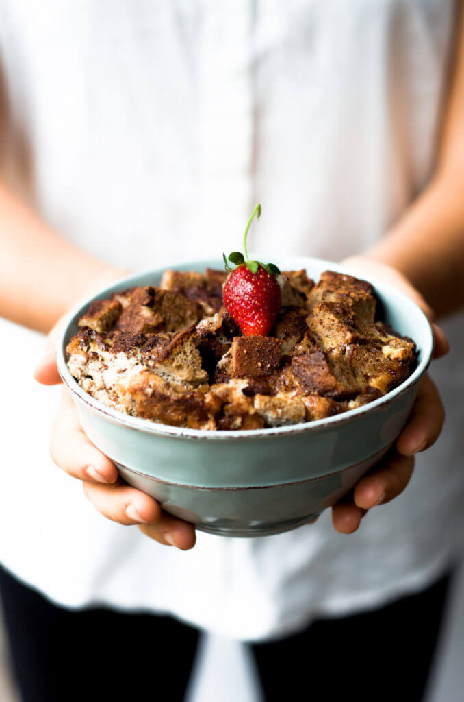 This decadent paleo bread pudding is made with a 5 minute paleo banana bread recipe. Moist, light, and and easy to make breakfast or sweet treat.