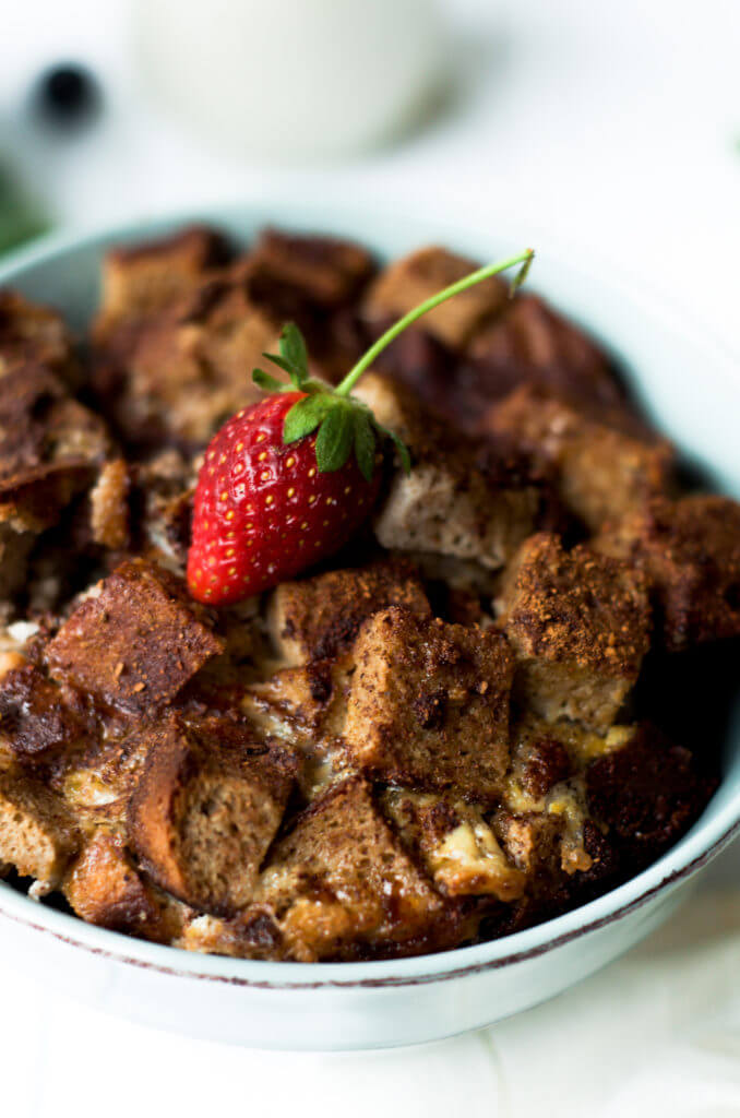 This decadent paleo bread pudding is made with a 5 minute paleo banana bread recipe. Moist, light, and and easy to make breakfast or sweet treat.