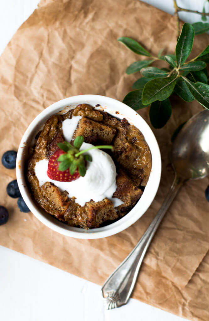 This decadent paleo bread pudding is made with a 5 minute paleo banana bread recipe. Moist, light, and and easy to make breakfast or sweet treat.