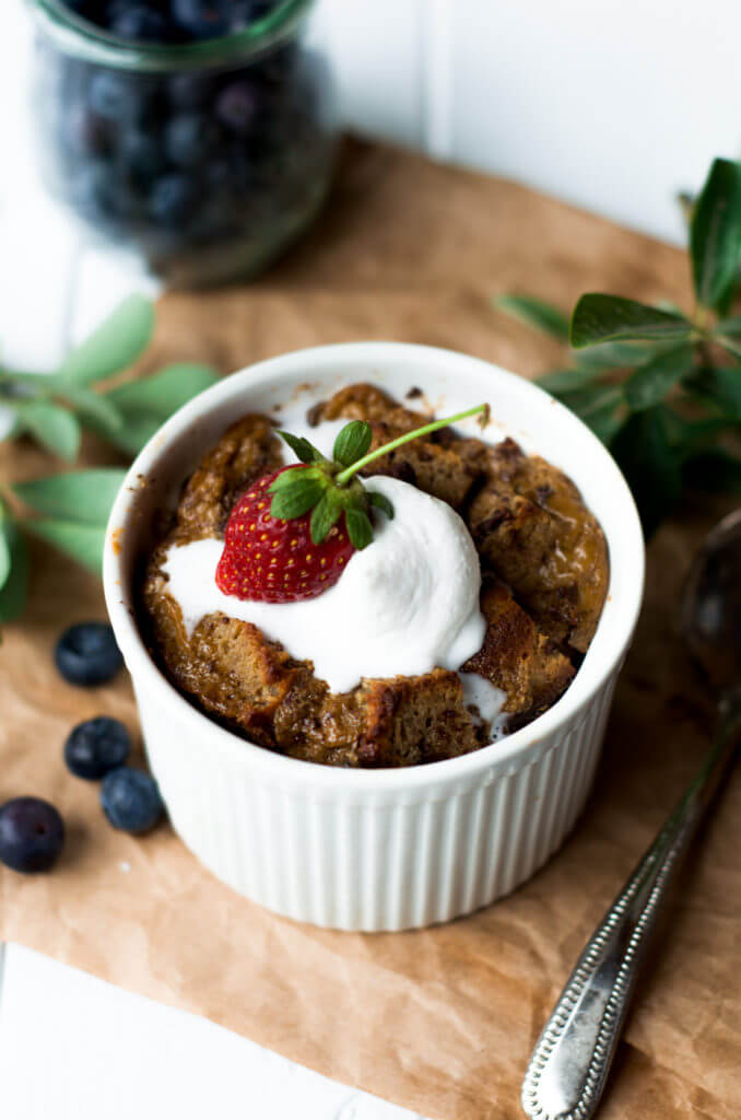 This decadent paleo bread pudding is made with a 5 minute paleo banana bread recipe. Moist, light, and and easy to make breakfast or sweet treat.