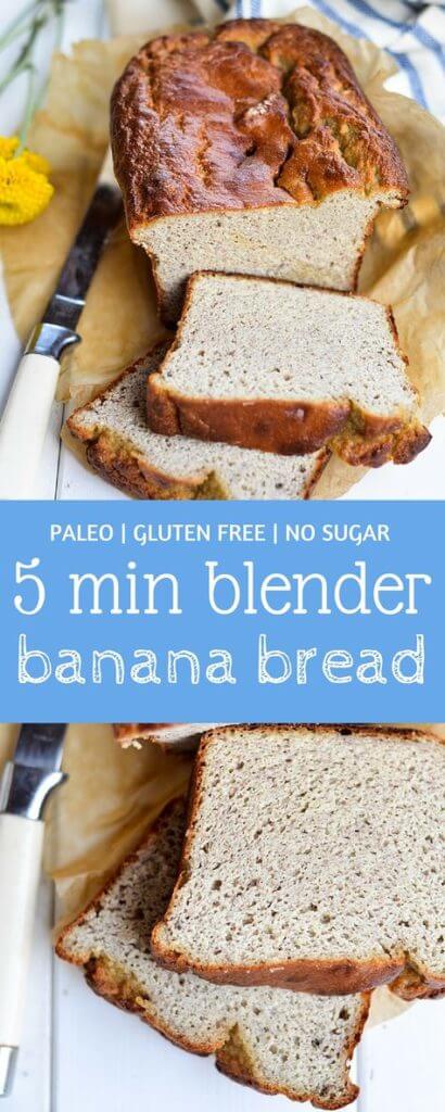 5 min blender paleo banana bread. Soft, moist, and utterly delicious! Still can't believe it's sugar free and flourless!!