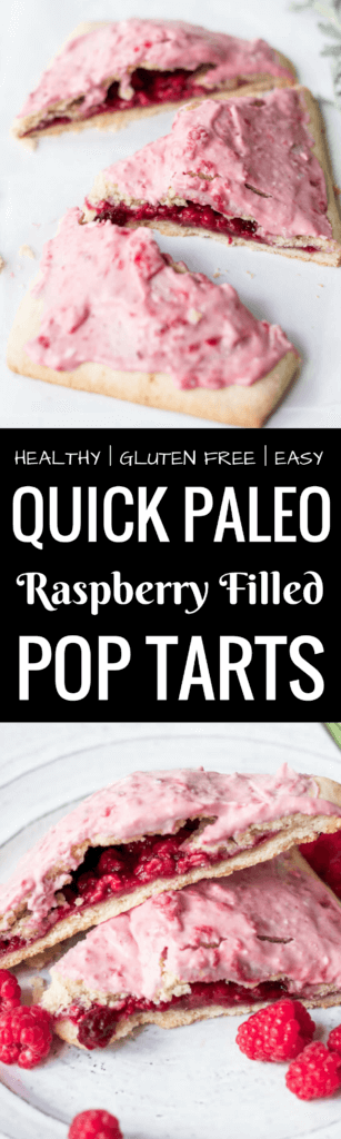 Easy to make paleo raspberry pop tarts are so full of flavor, naturally sweetened, and grain free. These delectable breakfast tarts have a delicious flaky crust (that doesn't crumble) and are filled with sweet berry filling. Gluten free and healthy! paleo pop tart recipes. best grain free pop tarts. best easy gluten free pop tarts. raspberry pop tarts. paleo fruit pop tarts.