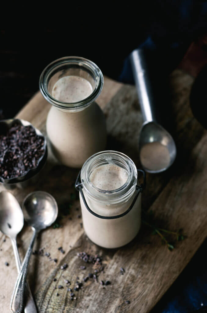 Creamy Paleo Dairy Free Almond Butter Milkshake! Refreshing and easy to make healthy breakfast idea. Gluten free vegan dessert and breakfast smoothie.