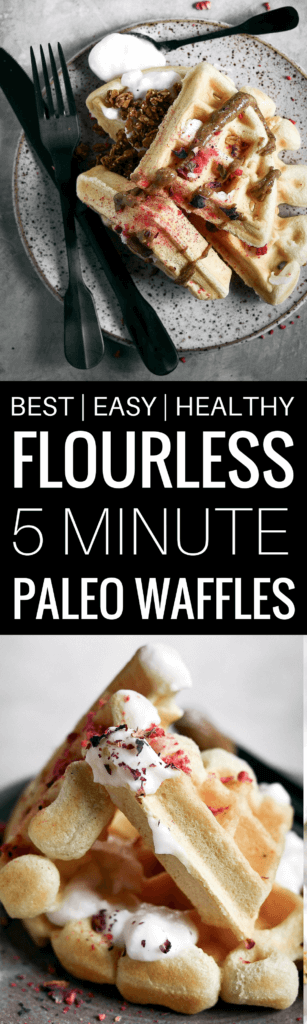 Best gluten free paleo waffle recipe- incredibly light fluffy and not “eggy”! 19g protein per waffle! Made with cassava flour. Easy gluten free waffle recipe. best paleo waffle recipe. best gluten free waffle recipe. grain free waffles. easy paleo waffle recipe. Light and fluffy paleo waffles. easy paleo breakfast ideas.