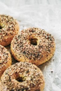 Gluten free, grain free, nut free, no yeast, easy, healthy, paleo bagel recipe. Best easy to make paleo bagels that taste "real"! You wont even know they don't have grains- because they taste and look like the real thing! Best gluten free bagel recipe. Easy paleo bagels. Best paleo bagels. Easy gluten free paleo bagels. Flourless paleo bagels.