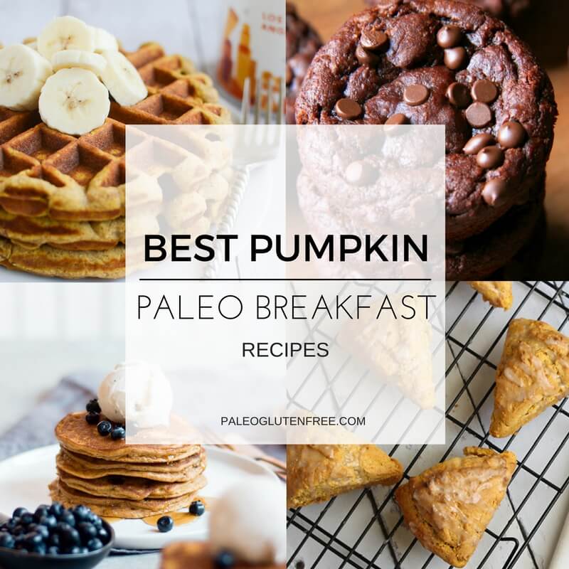 The best Paleo Pumpkin breakfast recipes! Delicious Gluten free and Paleo breakfast ideas for easy pumpkin pancakes, waffles, muffins, and more! Healthy and inspiring food.