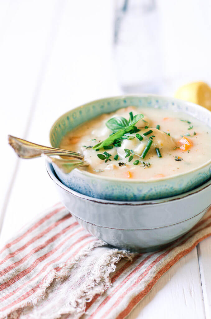 Gluten free and dairy free chicken and dumpling soup. Get ready for fall with this healthy, easy to make, and delicious recipe for soup. Healthy gluten free dinner ideas. One gluten free pot dinners.