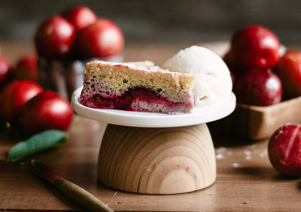 Best Easy Paleo Plum Cake Recipe! Gluten Free and healthy breakfast cake, dessert, and snack. Beautiful food photography and food styling.