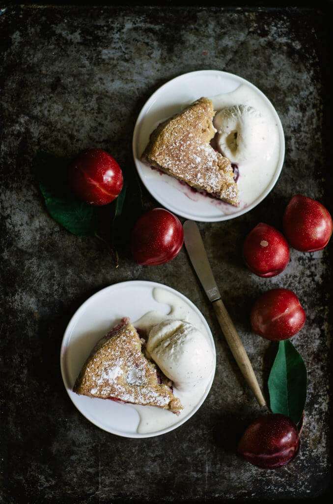 Best Easy Paleo Plum Cake Recipe! Gluten Free and healthy breakfast cake, dessert, and snack. Beautiful food photography and food styling.