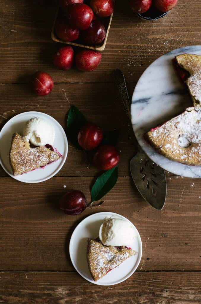 Best Easy Paleo Plum Cake Recipe! Gluten Free and healthy breakfast cake, dessert, and snack. Beautiful food photography and food styling.