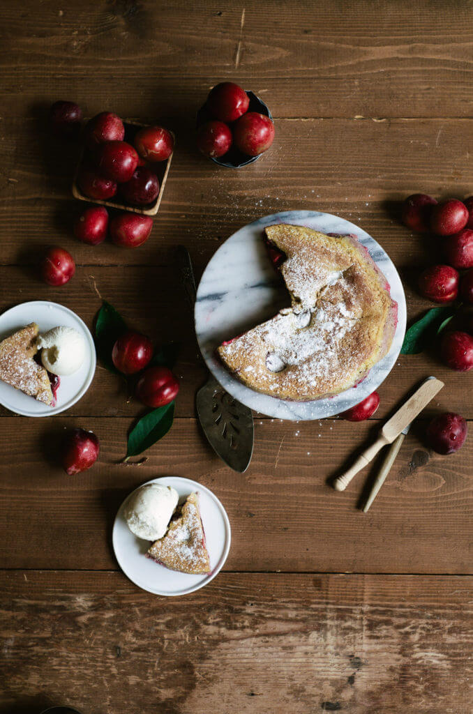 Best Easy Paleo Plum Cake Recipe! Gluten Free and healthy breakfast cake, dessert, and snack. Beautiful food photography and food styling.