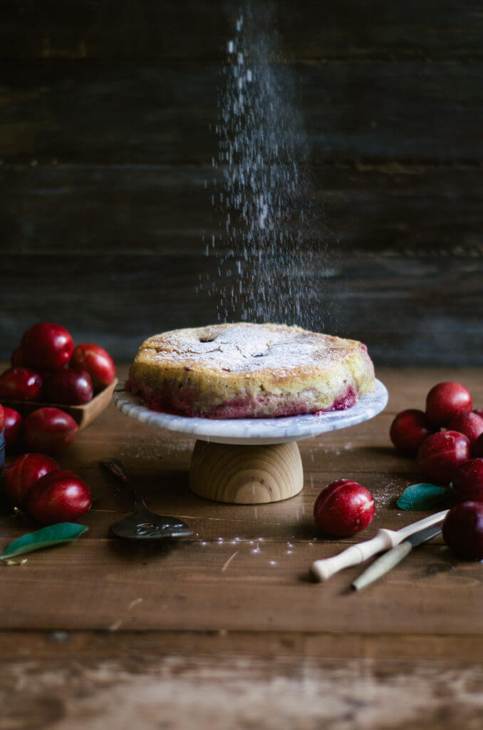 Best Easy Paleo Plum Cake Recipe! Gluten Free and healthy breakfast cake, dessert, and snack. Beautiful food photography and food styling.