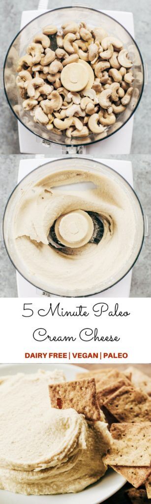 Easy dairy free, vegan, and paleo cream cheese recipe. Soy free, made in 5 minutes, and able to store in the fridge for 1 week. Addictively creamy and a perfect addition to any recipe- savory or sweet! Paleo cream cheese recipe. Easy paleo cheese recipe. Dairy free cheese recipe. Cashew cream cheese recipe. Best cashew cheese recipe. Easy vegan cheese recipe. Best dairy free cheese ideas. Dairy free cream cheese. Best paleo raw dairy free cheese. raw cheese recipes. cashew cheese recipes.