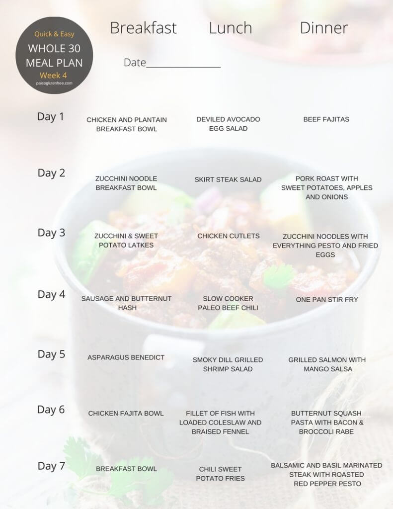 Whole 30 Meal Plan for 30 Days! - Paleo Gluten Free Eats