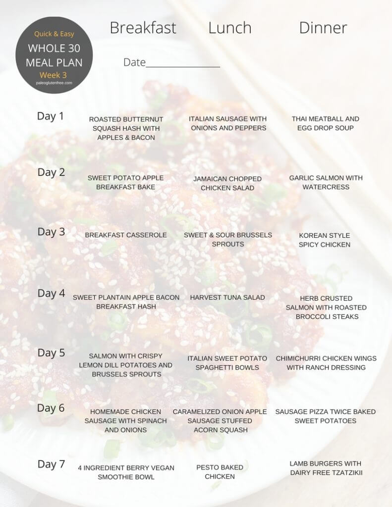 Best Whole 30 Menu Plan - Paleo Gluten Free Eats