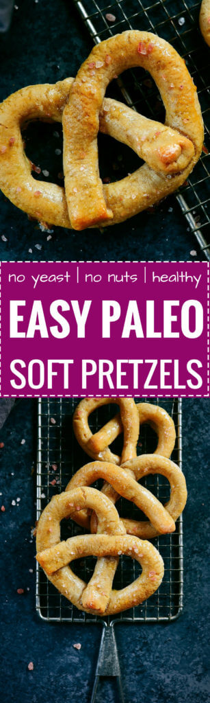 Best easy paleo diet pretzels. Made in a few mins. Yeast free. Nut free. Easy gluten free pretzel recipe. Homemade gluten free paleo pretzels. Easy gluten free pretzel recipe for kids. Paleo pretzel recipe.