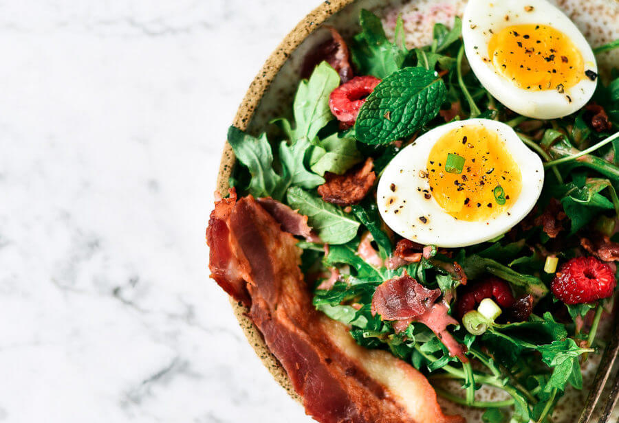 Whole30 Baby Greens Bacon Breakfast