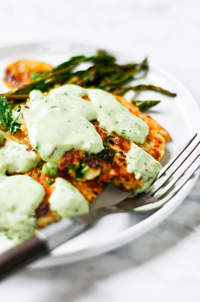 Fresh Salmon Burgers {with Tzatziki Dressing}