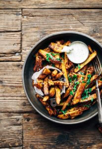 Extra crispy sweet potato fries and dipping sauce. Baked sweet potato fries. Easy sweet potato fries. Easy whole30 snacks. Paleo sweet potato fries recipe. Healthy sweet potato fries. Easy whole30 dinner recipes. Whole30 recipes. Whole30 lunch. Whole30 recipes just for you. Whole30 meal planning. Whole30 meal prep. Healthy paleo meals. Healthy Whole30 recipes. Easy Whole30 recipes.