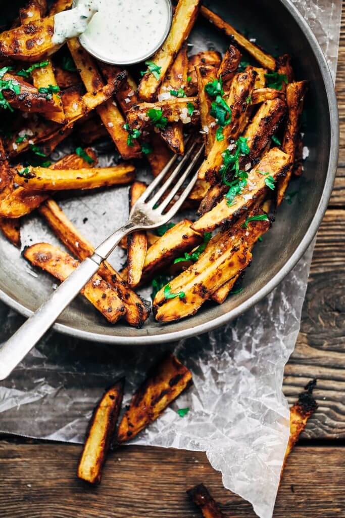 Extra crispy sweet potato fries and dipping sauce. Baked sweet potato fries. Easy sweet potato fries. Easy whole30 snacks. Paleo sweet potato fries recipe. Healthy sweet potato fries. Easy whole30 dinner recipes. Whole30 recipes. Whole30 lunch. Whole30 recipes just for you. Whole30 meal planning. Whole30 meal prep. Healthy paleo meals. Healthy Whole30 recipes. Easy Whole30 recipes.