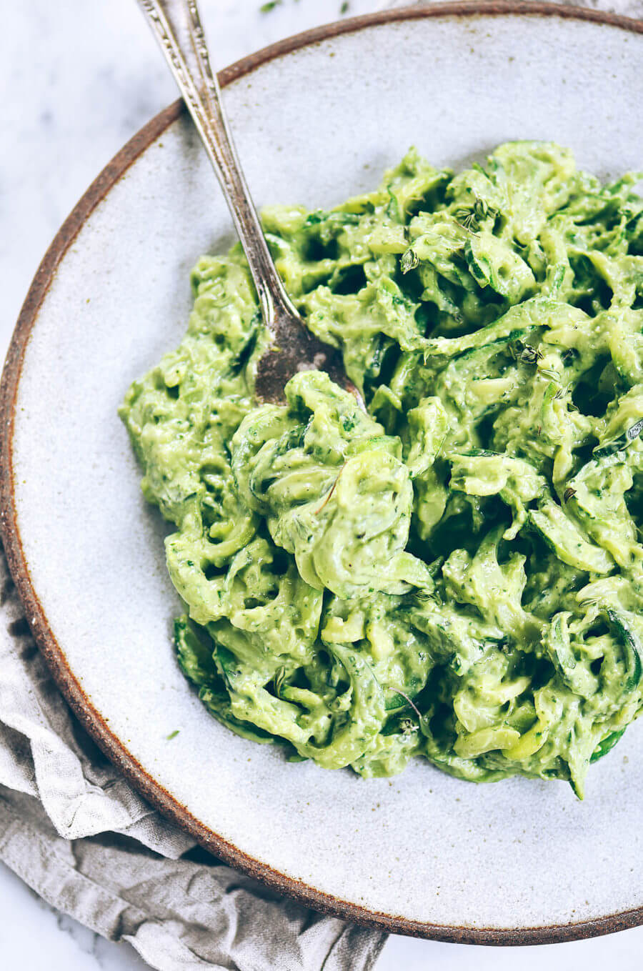 Creamy Whole30 Avocado Pesto Noodles Paleo Gluten Free