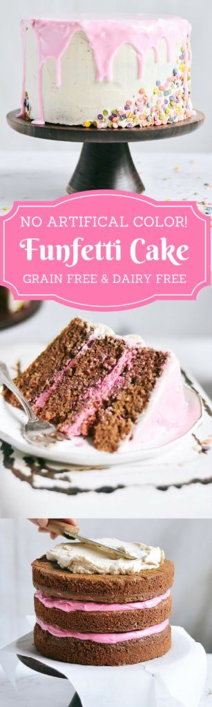 What’s the secret ingredient?… This grain free funfetti cake is filled with natural root vegetable colored sprinkles white chia seeds! To top it off, it’s covered in a creamy and smooth coconut oil frosting and pink glaze. Naturally gluten free, dairy free, and dye free. Homemade funfetti cake mix recipe. Funfetti cake box mix. Funfetti cake ideas. Funfetti cake decoration ideas. Funfetti birthday cake. Gluten free funfetti cake recipe. Funfetti gluten free sprinkles. Healthy funfetti cake. Healthy gluten free funfetti birthday cake. Vegan frosting. Vegan funfetti frosting. Paleo funfetti cake. Grain free funfetti cake. Easy funfetti cake.