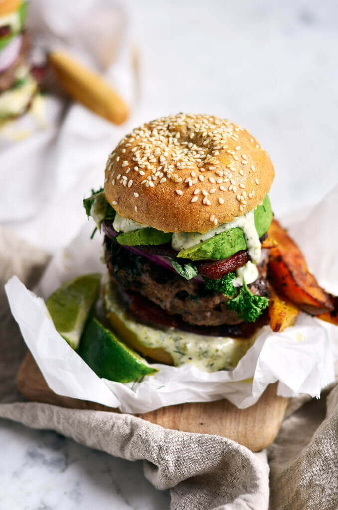 Paleo Bacon Garlic Avocado Burger - Paleo Gluten Free Eats