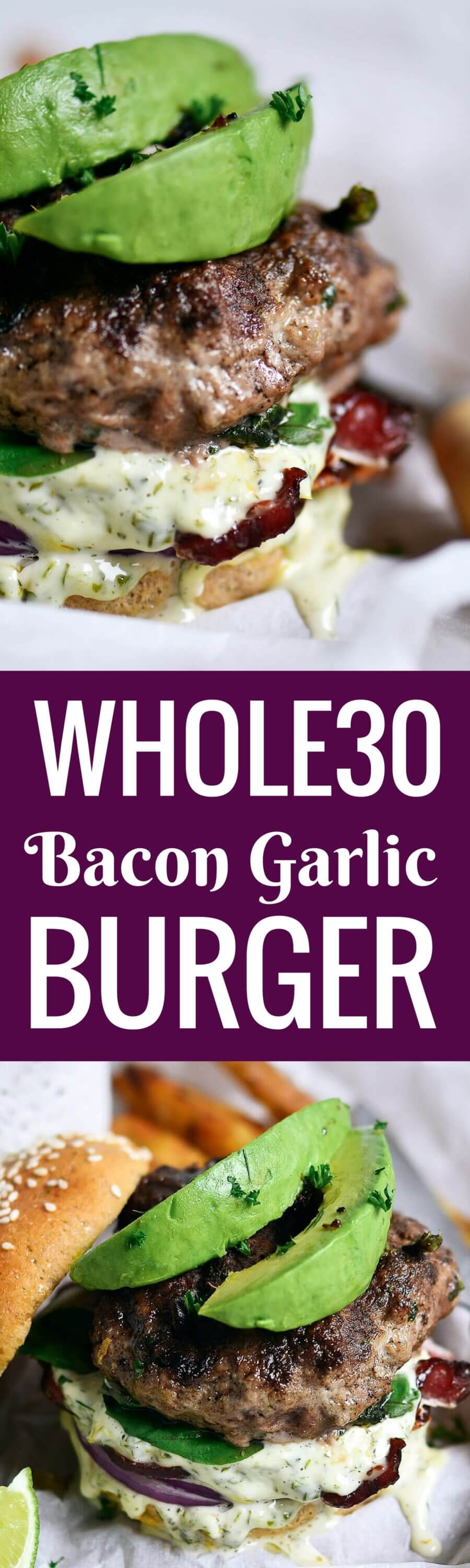 Paleo Bacon Garlic Avocado Burger - Paleo Gluten Free