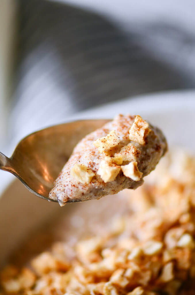 Instant apple cinnamon hot cereal. Rich and creamy whole30 breakfast cereal. Made in one minute! Can be made ahead. Paleo, gluten free, sugar free, and dairy free. A great alternative to malt-o-meal and oatmeal. Deliciously addicting and topped with apple crunchies and cinnamon. Whole30 breakfast recipe. Easy paleo breakfast ideas. Whole30 breakfast ideas. paleo cereal recipe. whole30 meal plan. Easy whole30 dinner recipes. Easy whole30 dinner recipes. Whole30 recipes. Whole30 lunch. Whole30 meal planning. Whole30 meal prep. Healthy paleo meals. Healthy Whole30 recipes. Easy Whole30 recipes. Easy whole30 dinner recipes. Best avocado recipes. Dairy free pesto recipe. whole30 apple recipe.