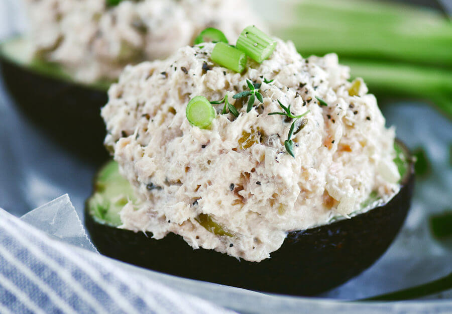 Creamy Whole30 Avocado Tuna Boats