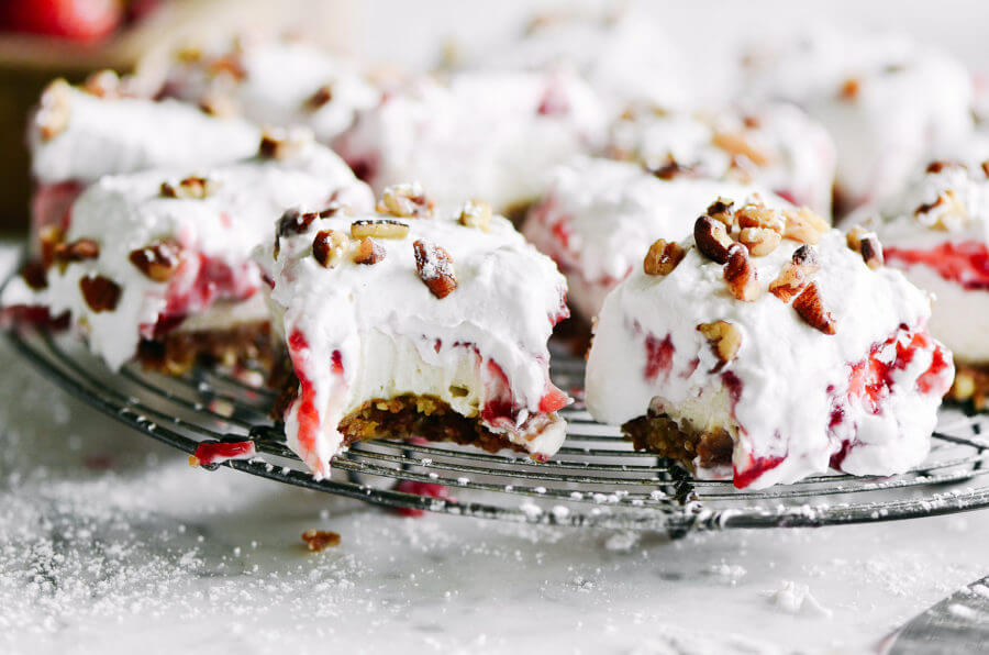 Dairy Free Paleo Raspberry Cream Bars