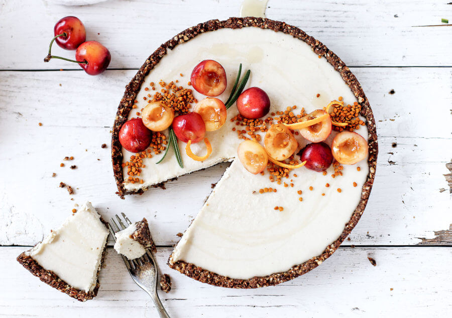 Raw Vanilla Bean Cherry Cheesecake