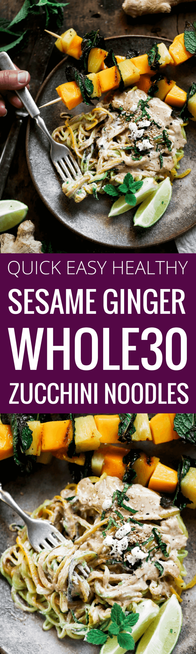 Sesame Ginger Zucchini Noodles Paleo Gluten Free