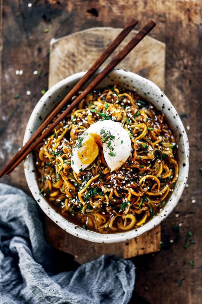 Healthy Ramen with Zucchini Noodles, Low-Carb