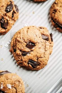 THICK & CHEWY healthy chocolate chip cookies. 4 ingredients. Ready in 5 minutes. Paleo, gluten free, dairy free. The only healthy cookie recipe you will ever need. Easy paleo cookie recipes. Healthy paleo cookies. Easy gluten free cookie recipes. Best paleo cookie recipes. Best easy gluten free cookies. Sugar free cookie recipes. Easy vegan chocolate chip cookies. Healthy chocolate chip cookies. Coconut sugar cookies.