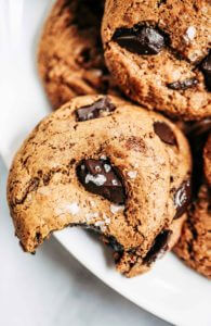 5 Minute Healthy chocolate chip cookies. 4 ingredients. Ready in 5 minutes. Paleo, gluten free, dairy free. The only healthy cookie recipe you will ever need. Easy paleo cookie recipes. Healthy paleo cookies. Easy gluten free cookie recipes. Best paleo cookie recipes. Best easy gluten free cookies. Sugar free cookie recipes. Easy vegan chocolate chip cookies. Healthy chocolate chip cookies. Coconut sugar cookies.
