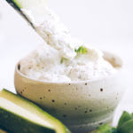 Healthy dairy free tzatziki dip made with coconut yogurt (it’s thick like greek yogurt!!). Made in just a few minutes. Delicious for topping off all your favorite meals or dippings with veggies sticks. Paleo and whole30 friendly.