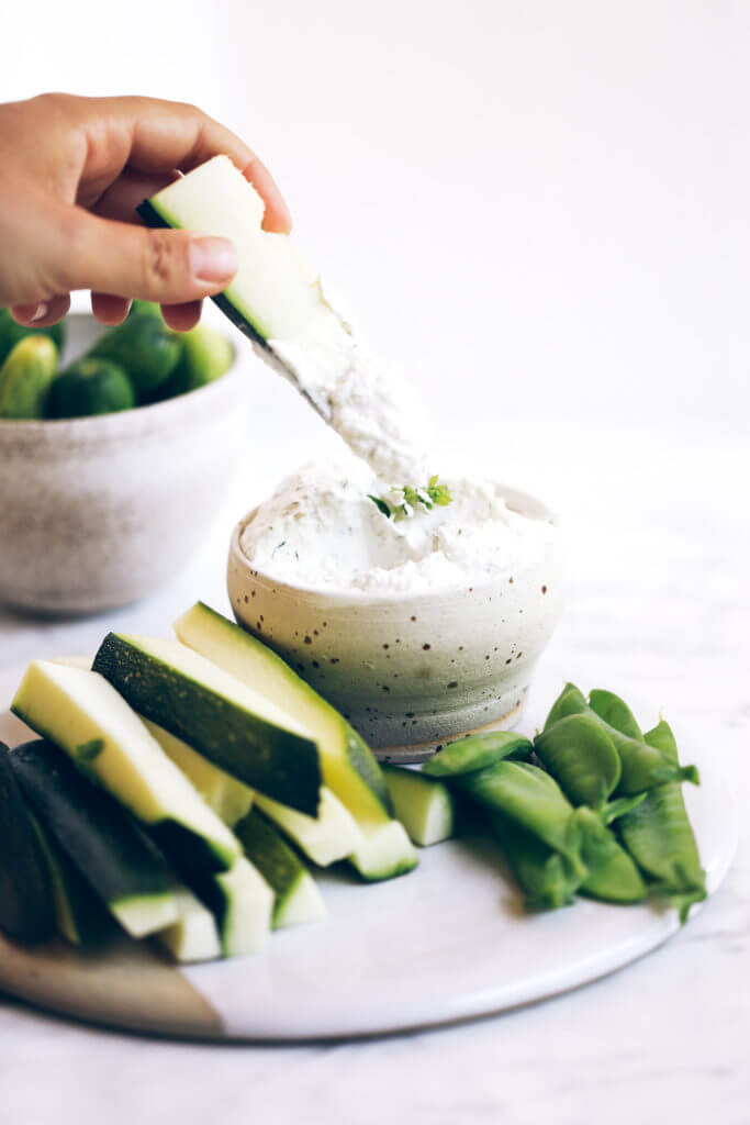 Healthy dairy free tzatziki dip made with coconut yogurt (it’s thick like greek yogurt!!). Made in just a few minutes. Delicious for topping off all your favorite meals or dippings with veggies sticks. Paleo and whole30 friendly.