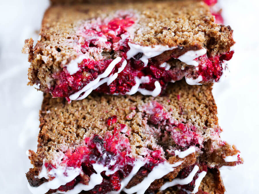 Paleo Banana Raspberry Bread