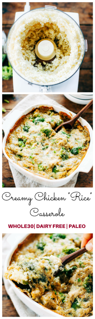 Creamy whole30 chicken, broccoli, cauliflower rice casserole. Your family is going to love this warm and comforting casserole! Kid proof and stuffed with three veggies, topped with the best herb cream sauce. Extra creamy whole30 spaghetti squash casserole. Easy whole30 dinner recipes. Whole30 recipes. Whole30 lunch. Whole30 recipes just for you. Whole30 meal planning. Whole30 meal prep. Healthy paleo meals. Healthy Whole30 recipes. Easy Whole30 recipes.