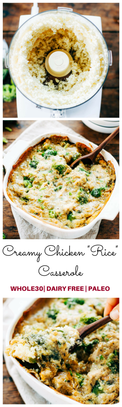 Chicken Broccoli Cauliflower Rice Casserole - Paleo Gluten Free