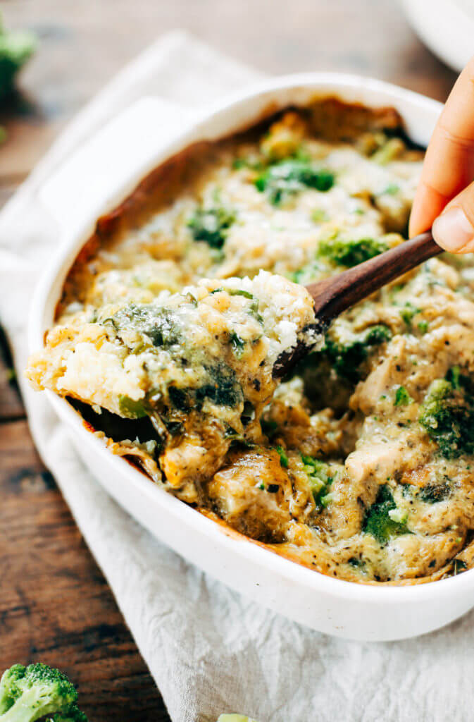 Creamy whole30 chicken, broccoli, cauliflower rice casserole. Your family is going to love this warm and comforting casserole! Kid proof and stuffed with three veggies, topped with the best herb cream sauce. Extra creamy whole30 spaghetti squash casserole. Easy whole30 dinner recipes. Whole30 recipes. Whole30 lunch. Whole30 recipes just for you. Whole30 meal planning. Whole30 meal prep. Healthy paleo meals. Healthy Whole30 recipes. Easy Whole30 recipes.