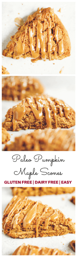 Easy gluten free, paleo pumpkin spice scones with maple glaze. A warm and comforting grain free treat for cosy fall mornings. This grain free pumpkin scone recipe is a family favorite. If you love scones as much as I do, then today is gonna be a good day for you! Easy gluten free scones Gluten free pumpkin scones. Paleo pumpkin scones. Paleo vegan pumpkin scones. Easy paleo pumpkin scones. Starbucks copy cat pumpkin scones. Healthy gluten free scones.