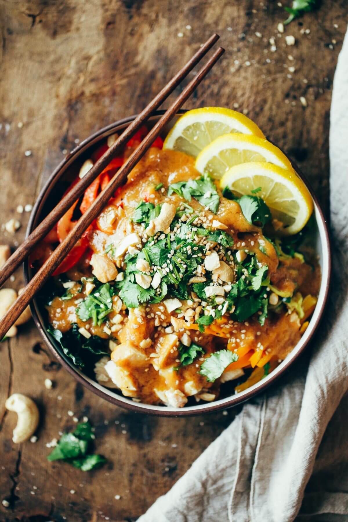 Whole30 Thai Chicken Noodles Paleo Gluten Free