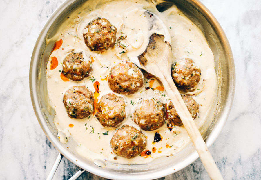 Turkey Sausage Meatballs In Sage Cream Sauce