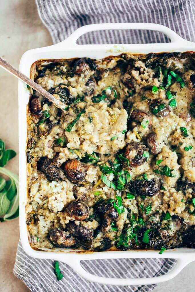 Warm and addicting comfort food alert! Cream of mushroom casserole (paleo, whole30, and dairy free). Layers of creamy sauce, cauliflower rice, herbed mushrooms, and lots of fresh basil! Made in minutes, then it’s in the oven! Easy whole30 dinner recipes. Whole30 recipes. Whole30 lunch. Whole30 recipes just for you. Whole30 meal planning. Whole30 meal prep. Healthy paleo meals. Healthy Whole30 recipes. Easy Whole30 recipes.