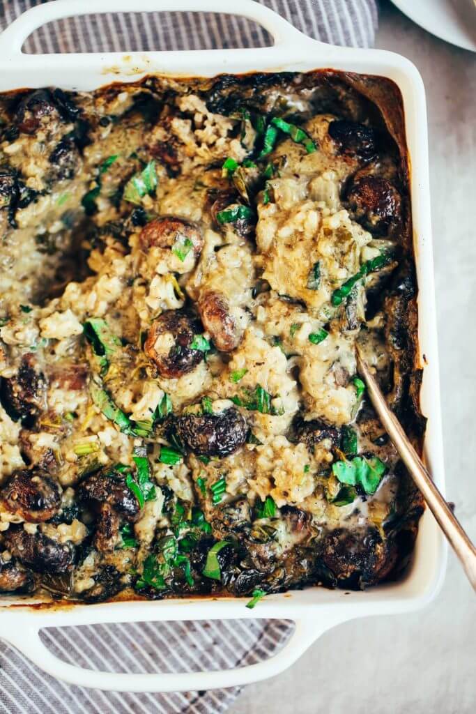 Warm and addicting comfort food alert! Cream of mushroom casserole (paleo, whole30, and dairy free). Layers of creamy sauce, cauliflower rice, herbed mushrooms, and lots of fresh basil! Made in minutes, then it’s in the oven! Easy whole30 dinner recipes. Whole30 recipes. Whole30 lunch. Whole30 recipes just for you. Whole30 meal planning. Whole30 meal prep. Healthy paleo meals. Healthy Whole30 recipes. Easy Whole30 recipes.