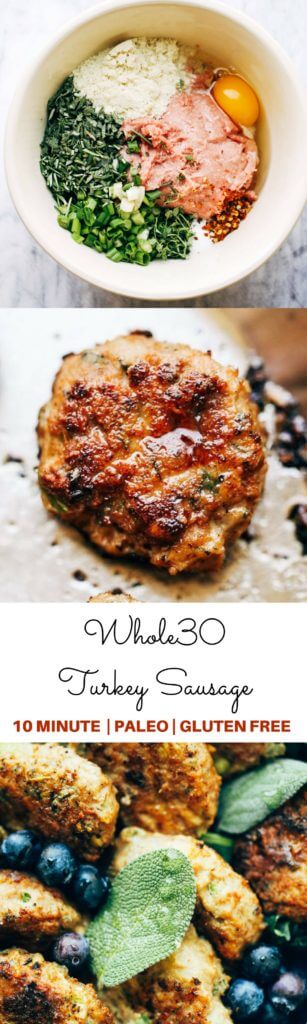 Easy homemade breakfast sausage recipe- paleo, whole30 friendly sausage, and ready in 10 minutes! Your new favorite savory breakfast treat. Full of flavor, fresh herbs, and lean turkey meat. Whole30 breakfast no eggs. Best whole30 breakfast recipes. Easy whole30 breakfast recipes. Make ahead paleo whole30 breakfast recipes. Whole30 paleo breakfast sausage. Easy homemade whole30 sausage recipes. Easy Whole30 breakfast sausage. Whole30 meal plan. Best easy whole30 meal plan.