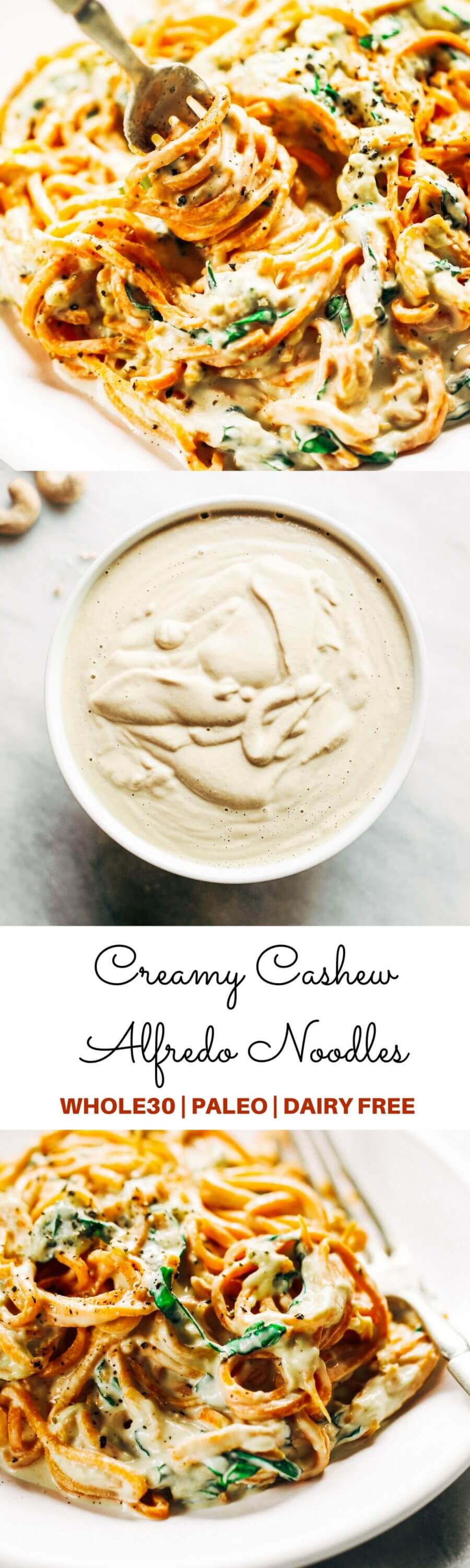 Creamy Carrot Noodles With Cashew Alfredo Paleo Gluten Free